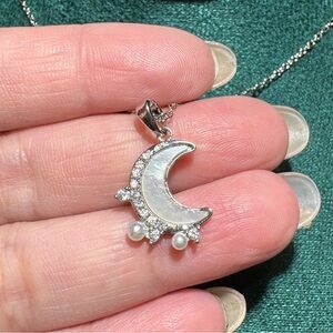 Silver Moon Pendant Necklace